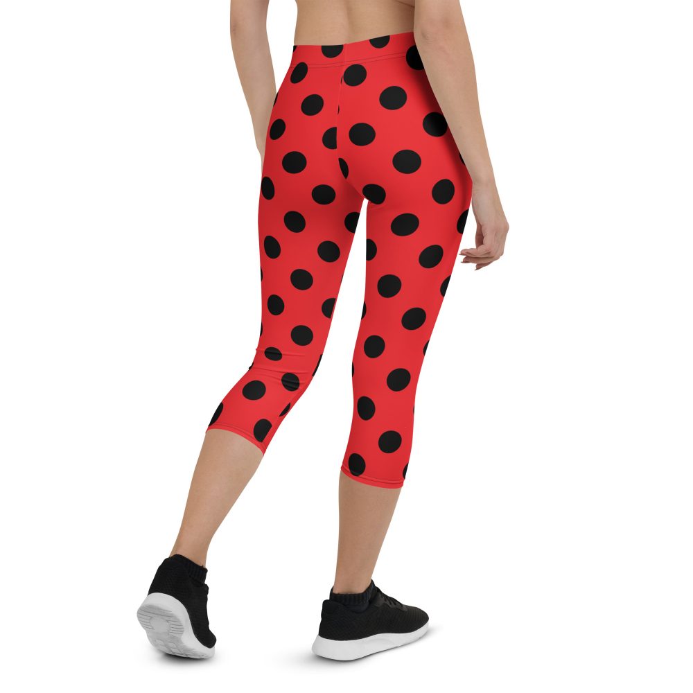 Ladybug Costume Red Black Polka Dot Capri Leggings - Image 2