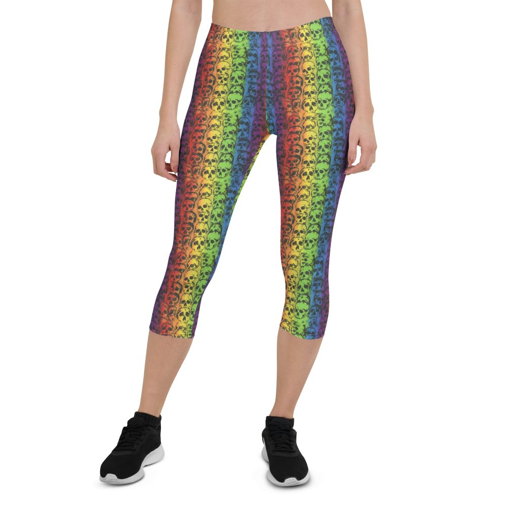 Rainbow Skulls Pride Capri Leggings