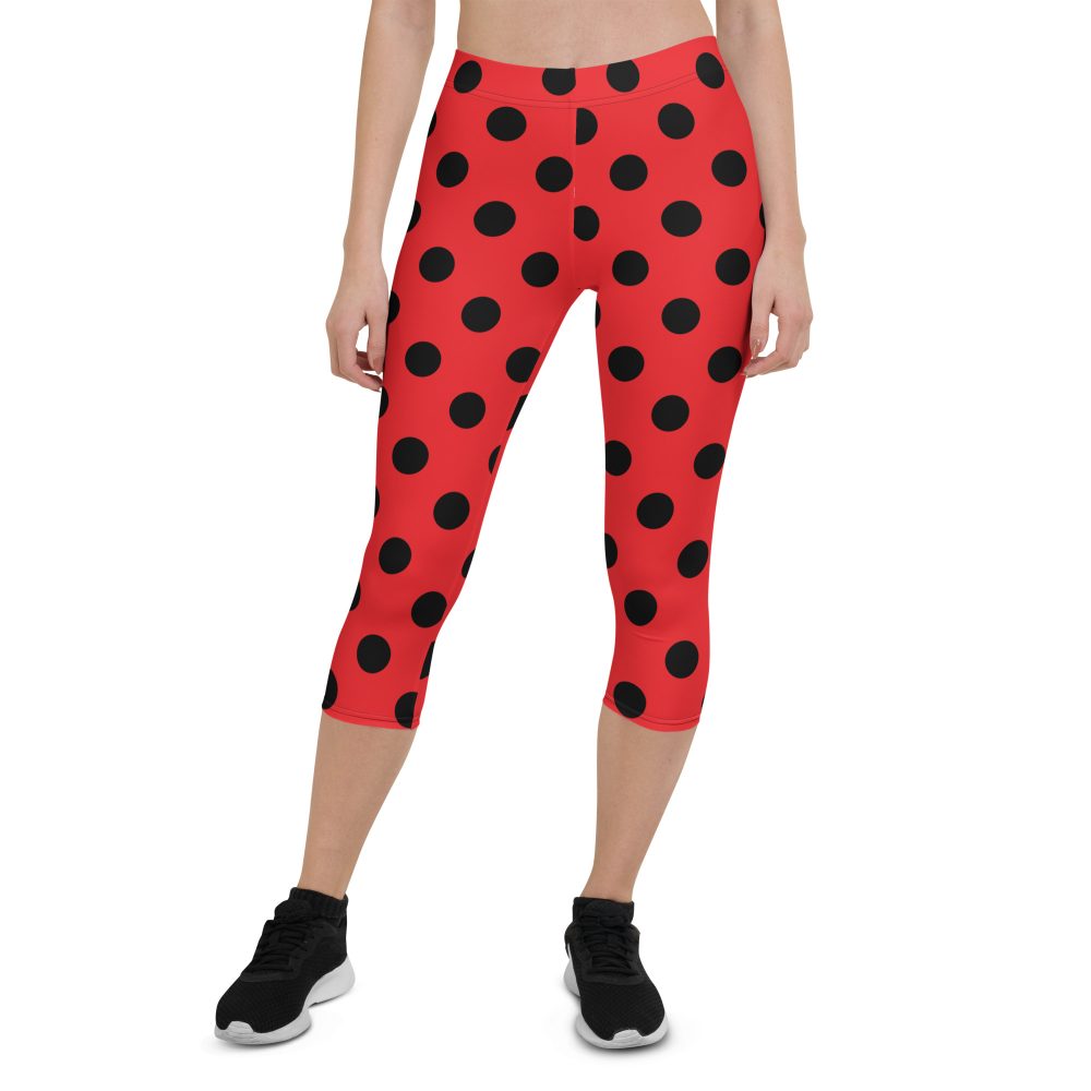 Ladybug Costume Red Black Polka Dot Capri Leggings