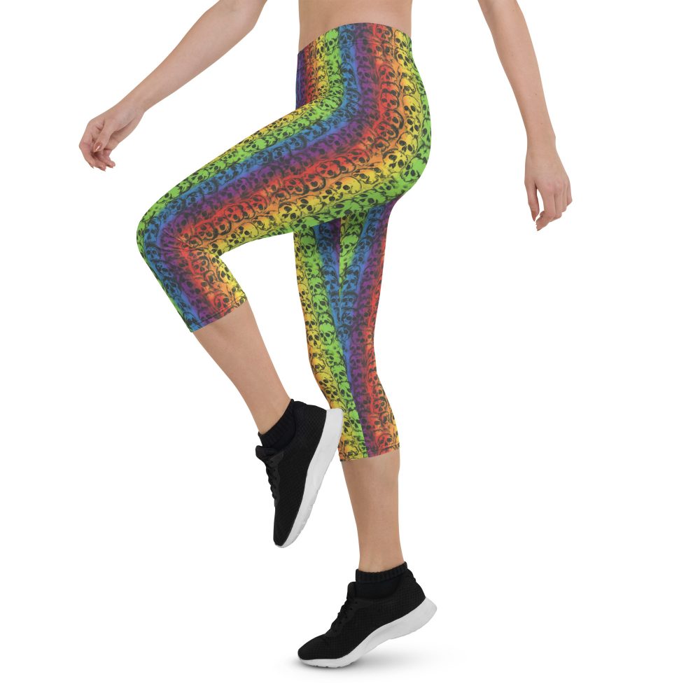 Rainbow Skulls Pride Capri Leggings - Image 3