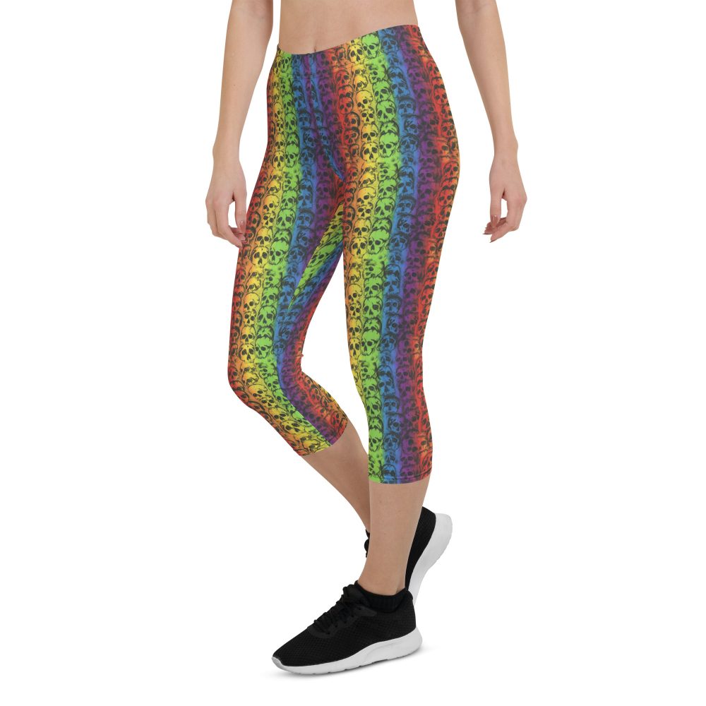 Rainbow Skulls Pride Capri Leggings - Image 5