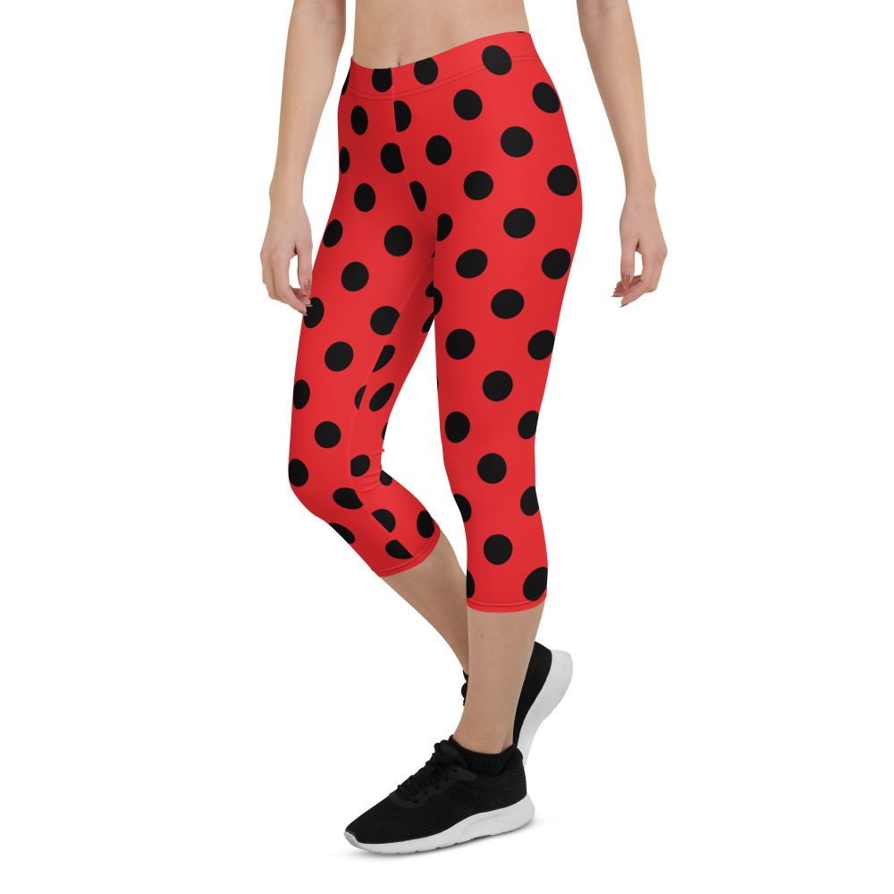 Ladybug Costume Red Black Polka Dot Capri Leggings - Image 5