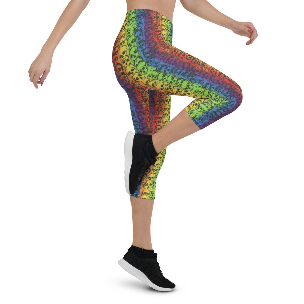 Rainbow Skulls Pride Capri Leggings - Image 4