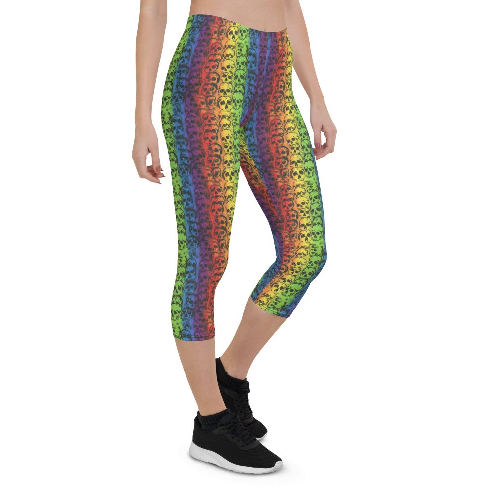 Rainbow Skulls Pride Capri Leggings - Image 6