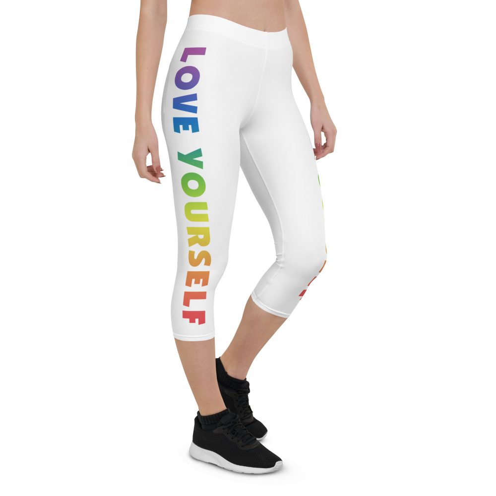 Love Yourself Rainbow Motivational Capri Leggings