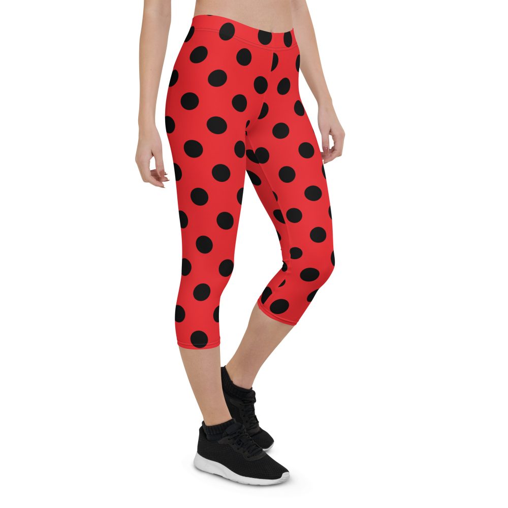 Ladybug Costume Red Black Polka Dot Capri Leggings - Image 6