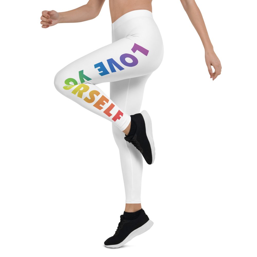 Love Yourself Rainbow Motivational Leggings - Image 7