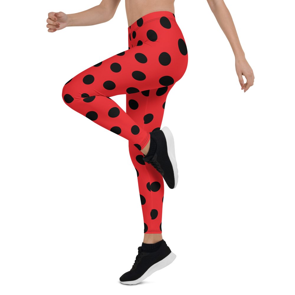 Ladybug Costume Red Black Polka Dot Leggings - Image 4