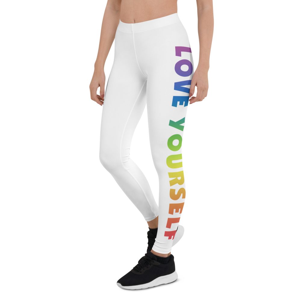 Love Yourself Rainbow Motivational Leggings - Image 6