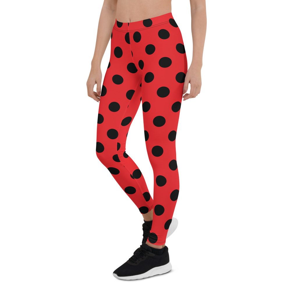 Ladybug Costume Red Black Polka Dot Leggings - Image 3