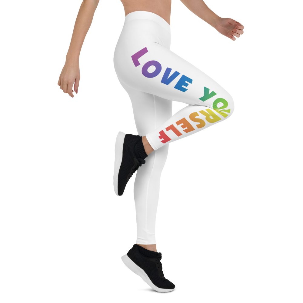 Love Yourself Rainbow Motivational Leggings - Image 8