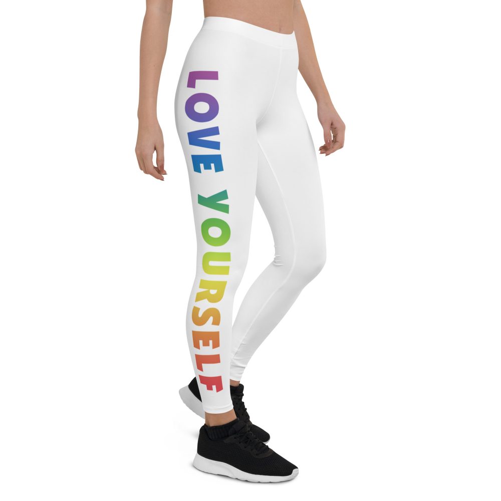 Love Yourself Rainbow Motivational Leggings