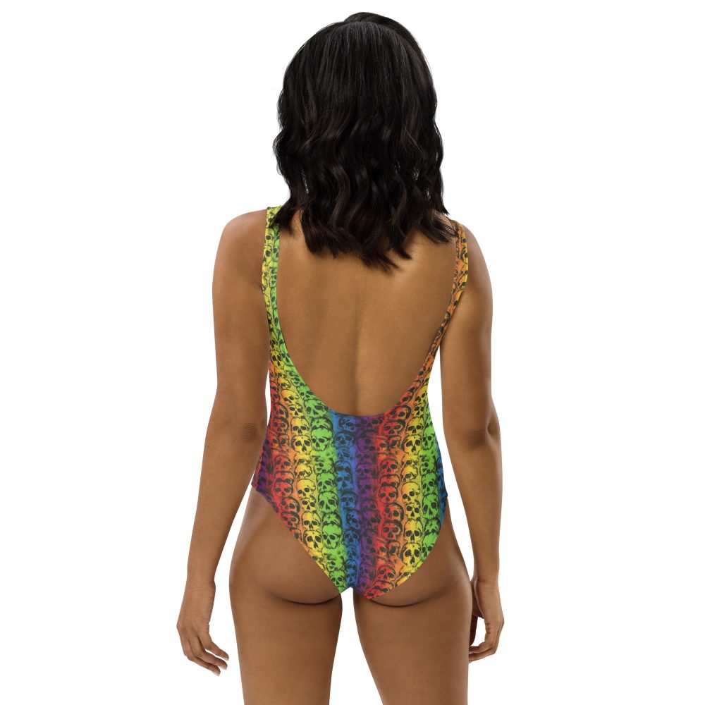 Rainbow Skulls Pride One-Piece Cheeky Swimsuit - Image 8