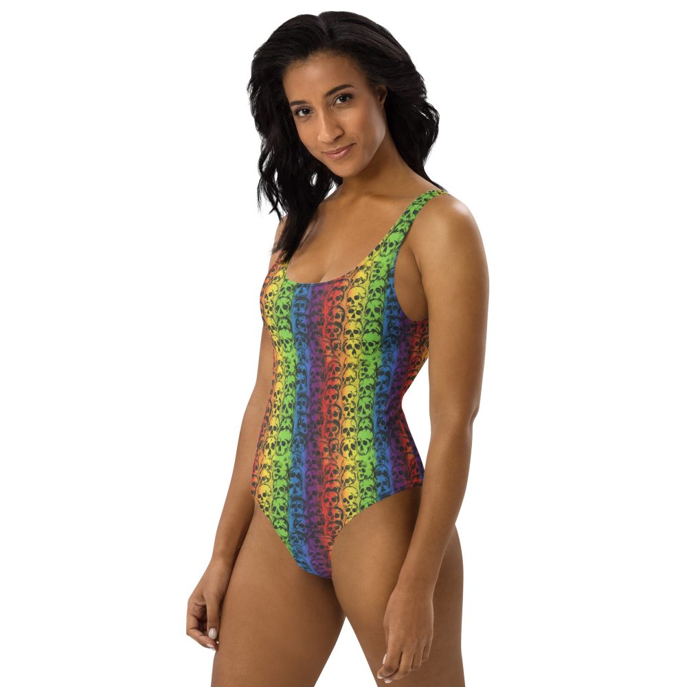 Rainbow Skulls Pride One-Piece Cheeky Swimsuit - Image 6