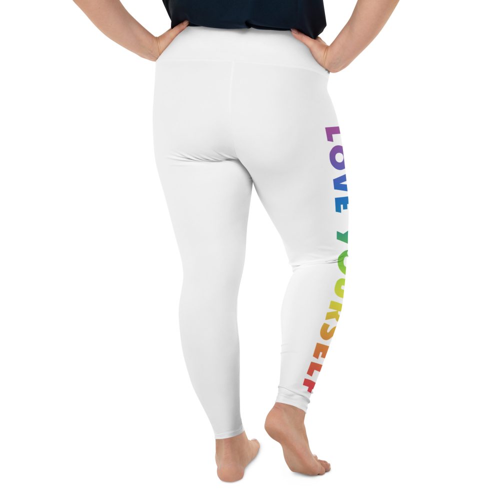 Love Yourself Rainbow Motivational Plus Size Leggings - Image 3