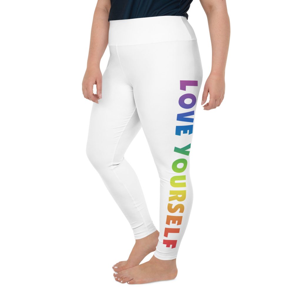 Love Yourself Rainbow Motivational Plus Size Leggings