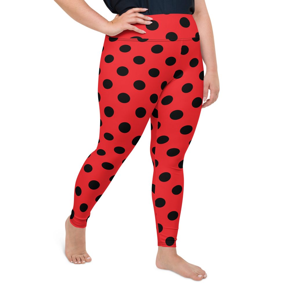 Ladybug Costume Red Black Polka Dot Plus Size Leggings - Image 3