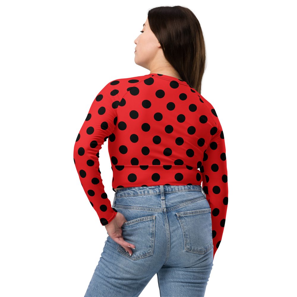 Ladybug Costume Red Black Polka dot Recycled long-sleeve crop top - Image 3