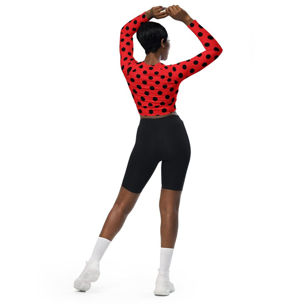 Ladybug Costume Red Black Polka dot Recycled long-sleeve crop top - Image 6