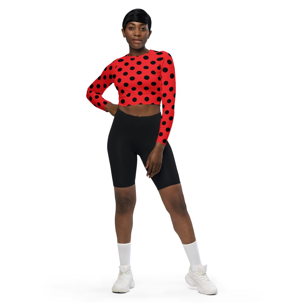 Ladybug Costume Red Black Polka dot Recycled long-sleeve crop top - Image 5