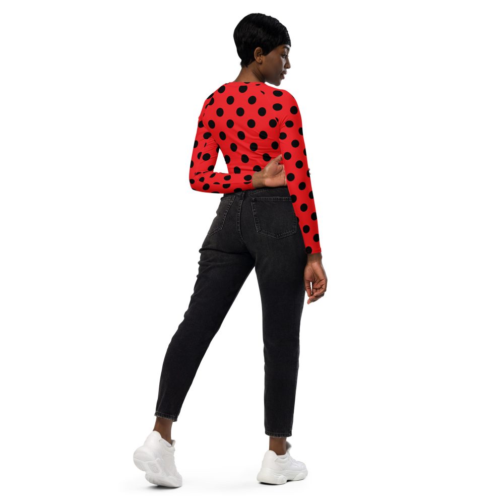 Ladybug Costume Red Black Polka dot Recycled long-sleeve crop top - Image 7