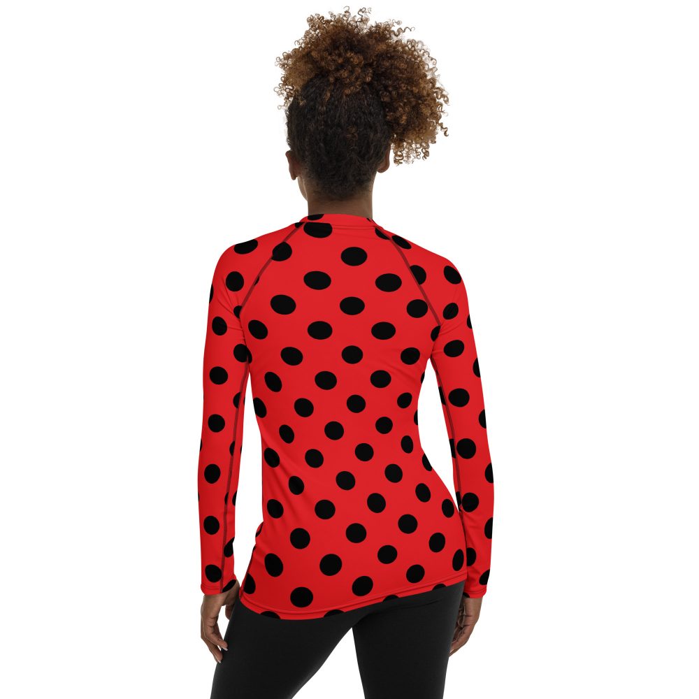 Ladybug Costume Red Black Polka Dot Women's Rash Guard - Image 5