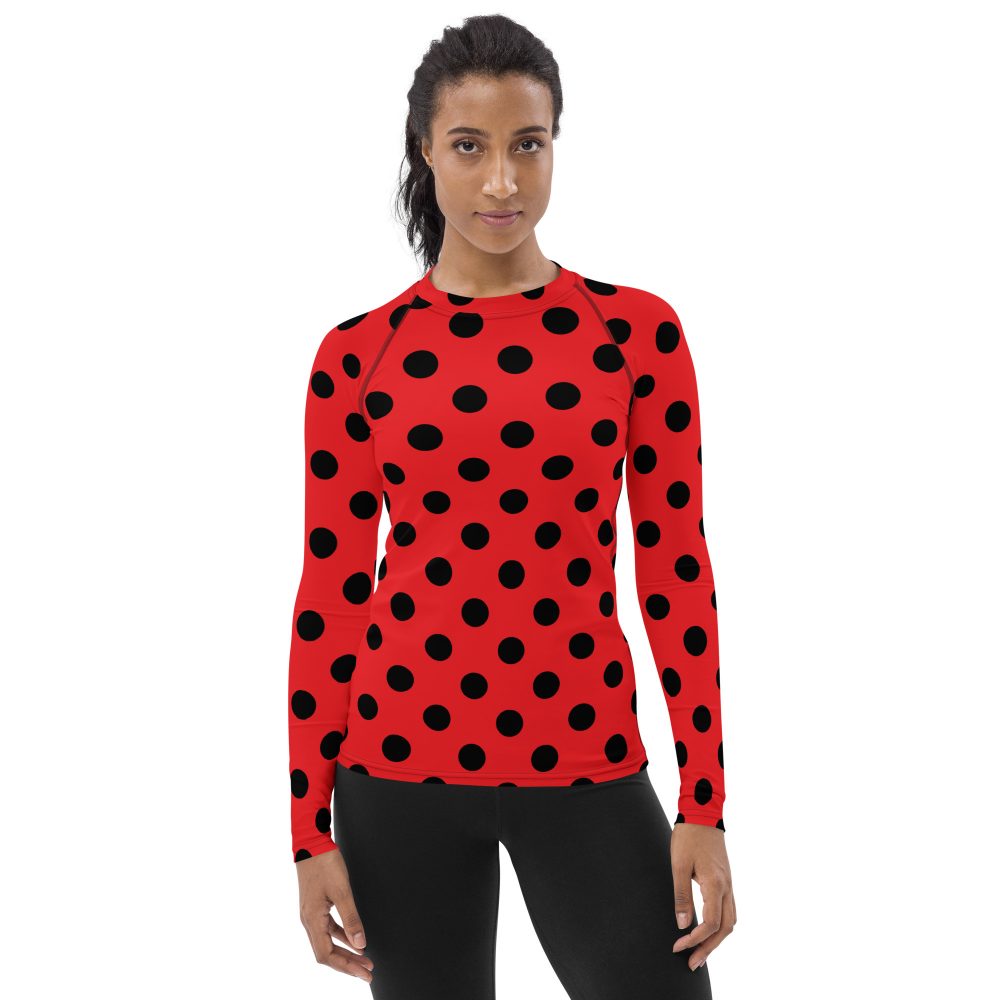 Ladybug Costume Red Black Polka Dot Women's Rash Guard - Image 4