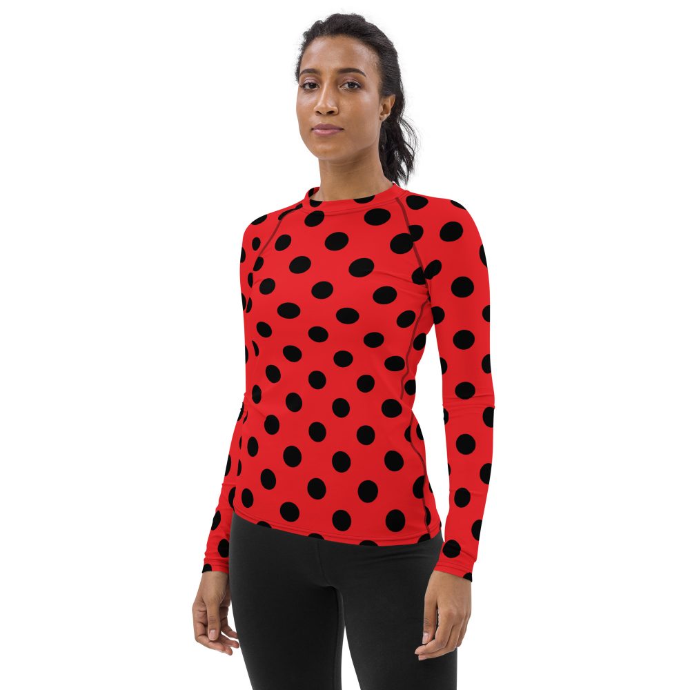 Ladybug Costume Red Black Polka Dot Women's Rash Guard - Image 2