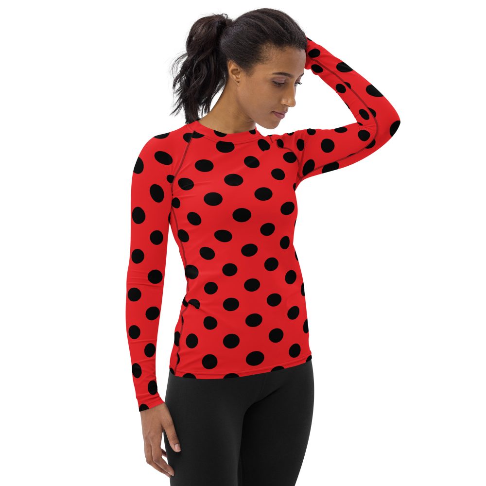 Ladybug Costume Red Black Polka Dot Women's Rash Guard - Image 3