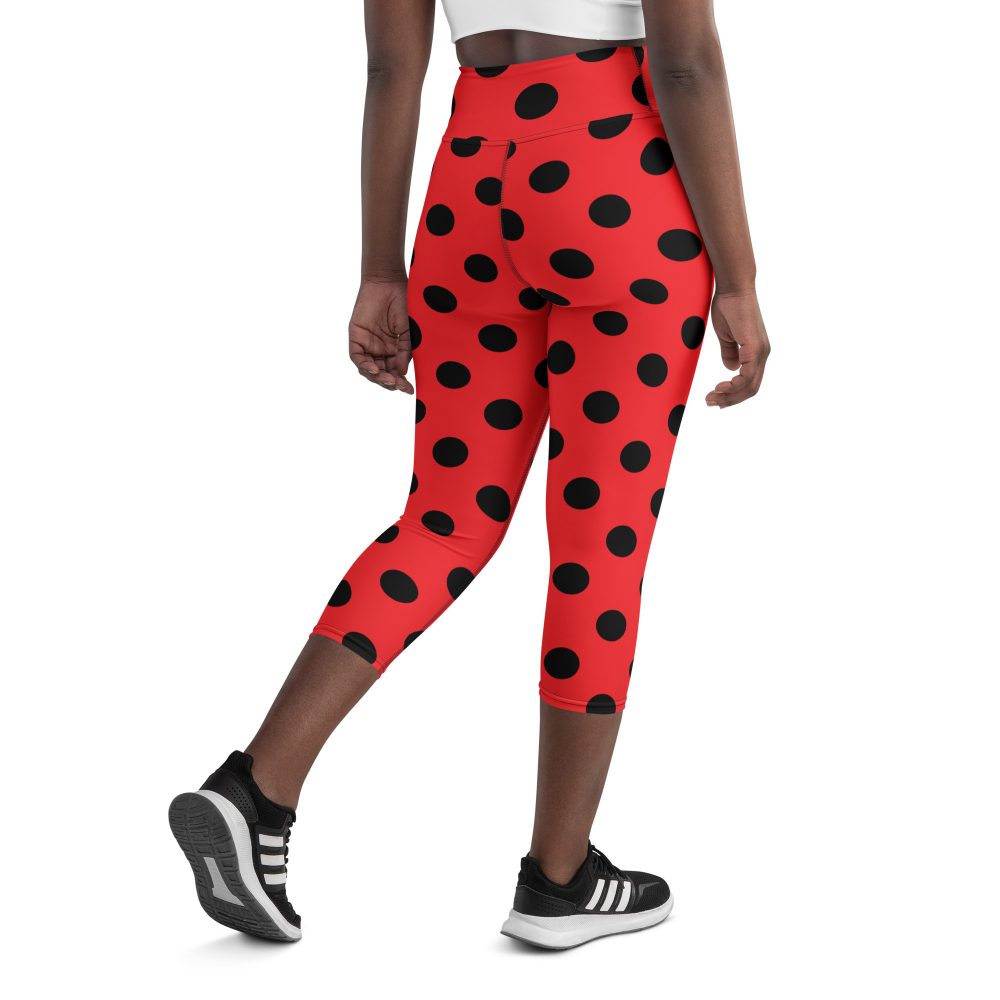 Ladybug Costume Red Black Polka Dot Yoga Capri Leggings - Image 4