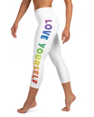 Love Yourself Rainbow Motivational Yoga Capri Leggings