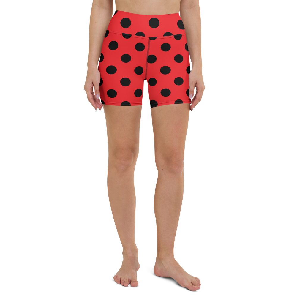 Ladybug Costume Red Black Polka Dot Yoga Shorts