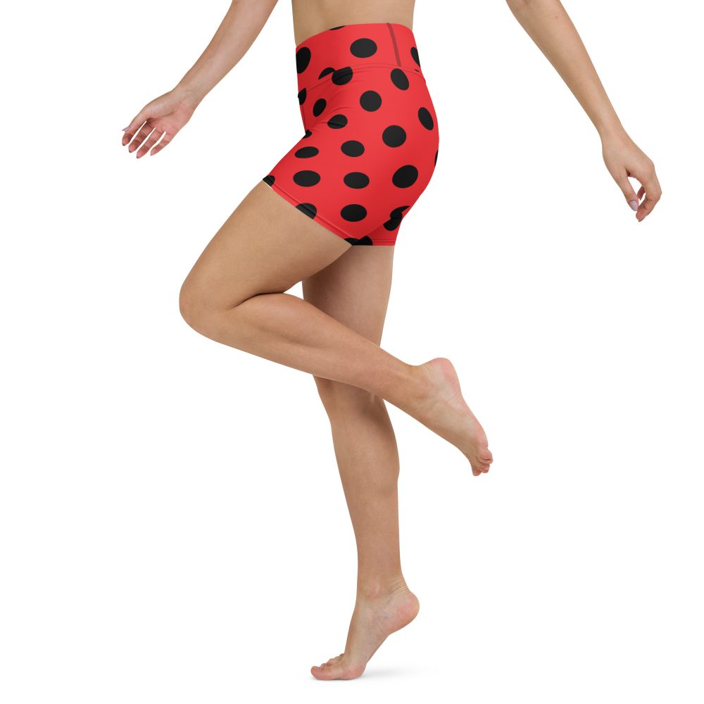 Ladybug Costume Red Black Polka Dot Yoga Shorts - Image 3