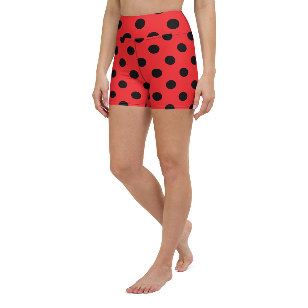 Ladybug Costume Red Black Polka Dot Yoga Shorts - Image 4