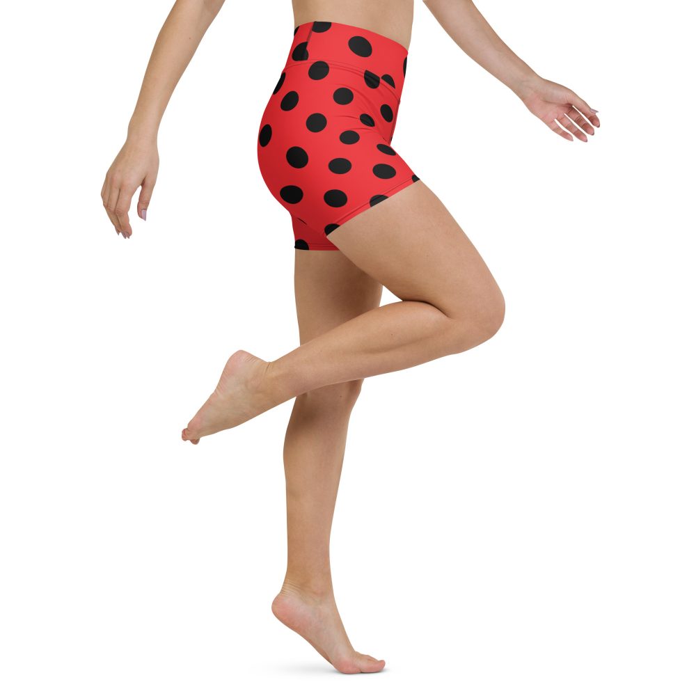 Ladybug Costume Red Black Polka Dot Yoga Shorts - Image 5