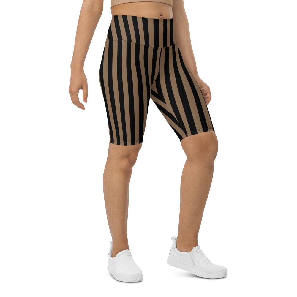 Brown and Black Striped Pirate Bike Shorts - Image 3