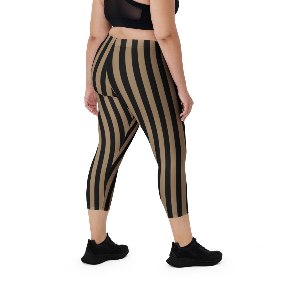 Brown and Black Striped Pirate Capri Leggings - Image 2