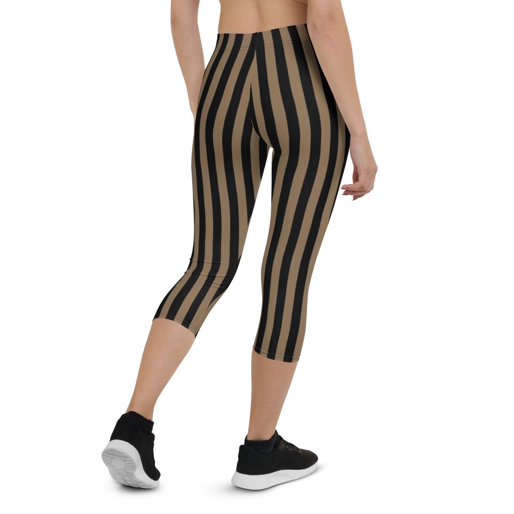 Brown and Black Striped Pirate Capri Leggings - Image 4