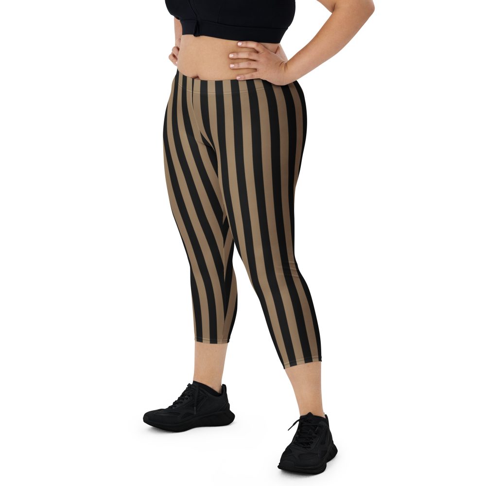 Brown and Black Striped Pirate Capri Leggings - Image 3