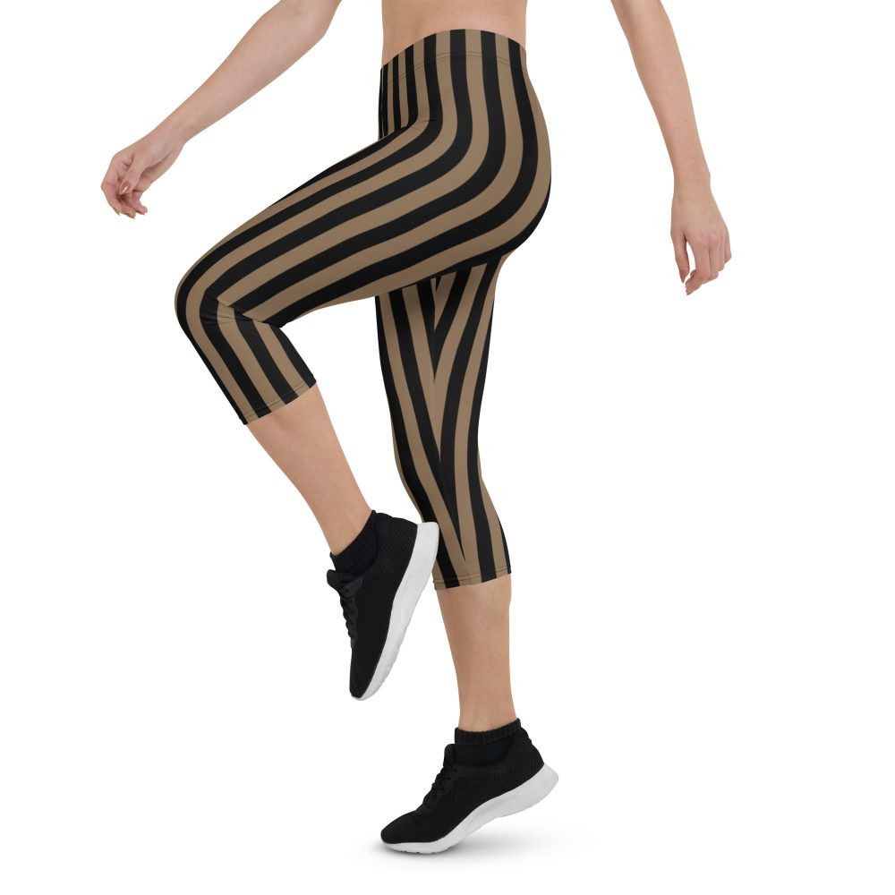 Brown and Black Striped Pirate Capri Leggings - Image 5