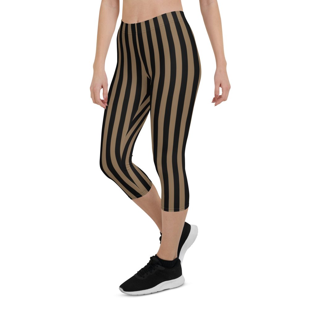 Brown and Black Striped Pirate Capri Leggings - Image 7