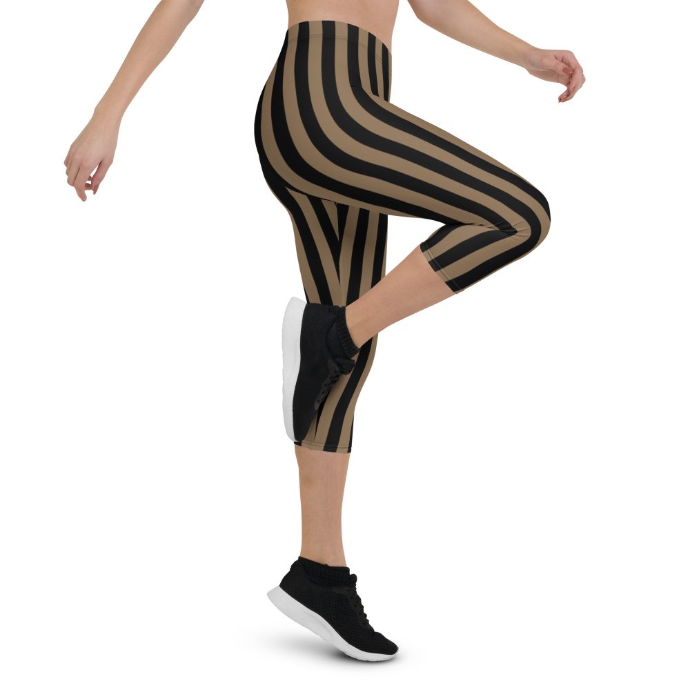 Brown and Black Striped Pirate Capri Leggings - Image 6