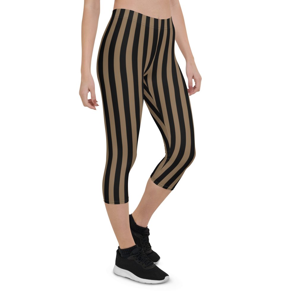 Brown and Black Striped Pirate Capri Leggings - Image 8