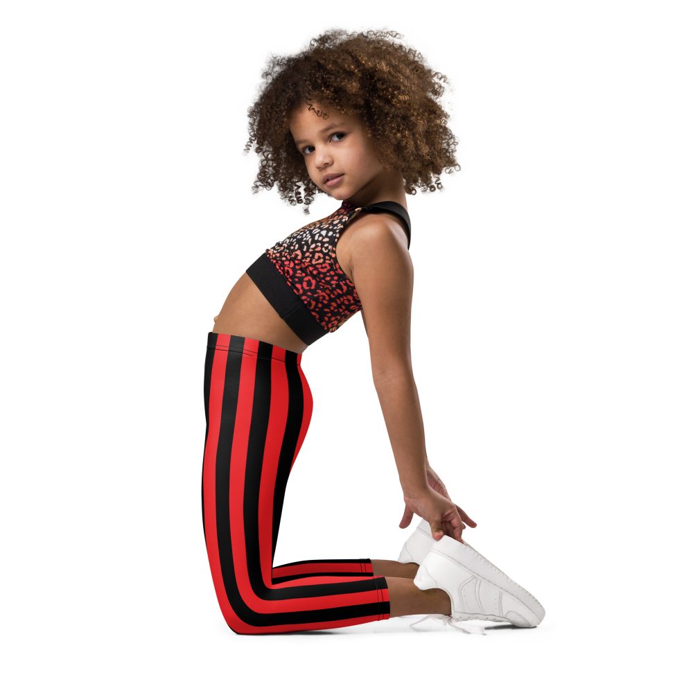 Red and Black Striped Kid's Pirate Leggings - Image 3