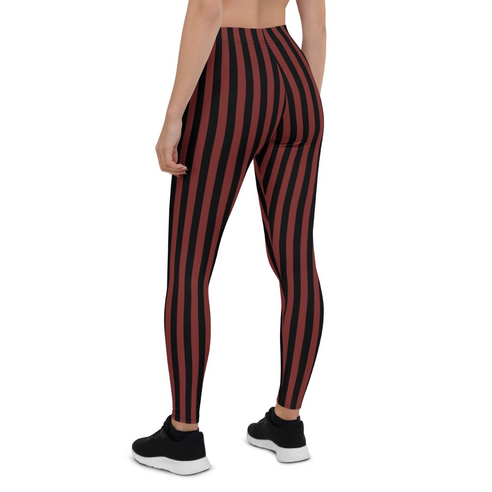 Maroon Red and Black Striped Pirate Costume Leggings - Image 5