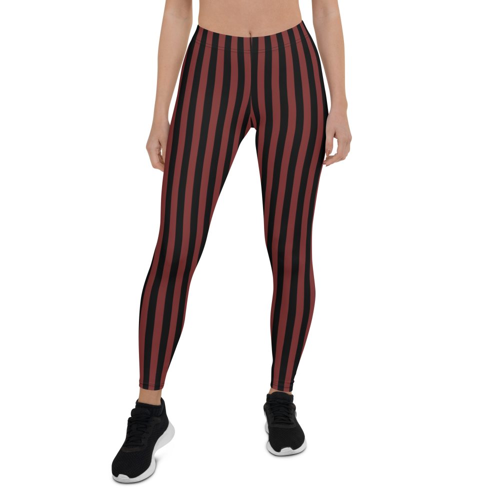 Maroon Red and Black Striped Pirate Costume Leggings