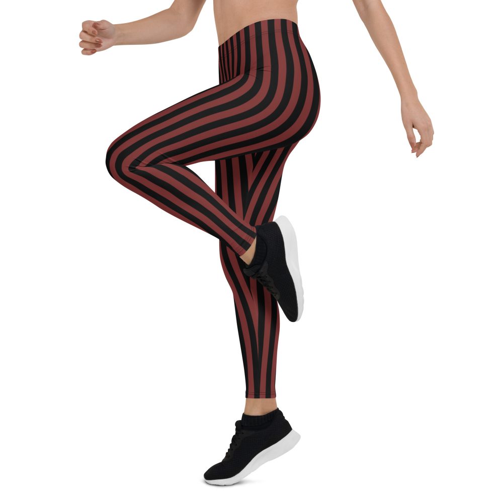 Maroon Red and Black Striped Pirate Costume Leggings - Image 7