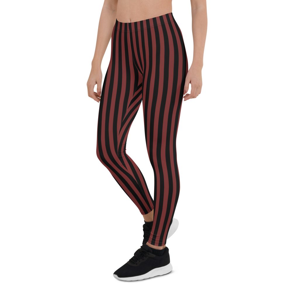 Maroon Red and Black Striped Pirate Costume Leggings - Image 6