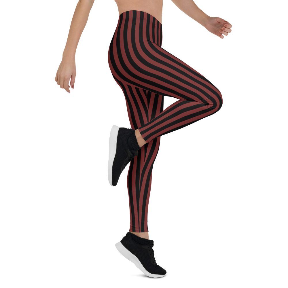 Maroon Red and Black Striped Pirate Costume Leggings - Image 9