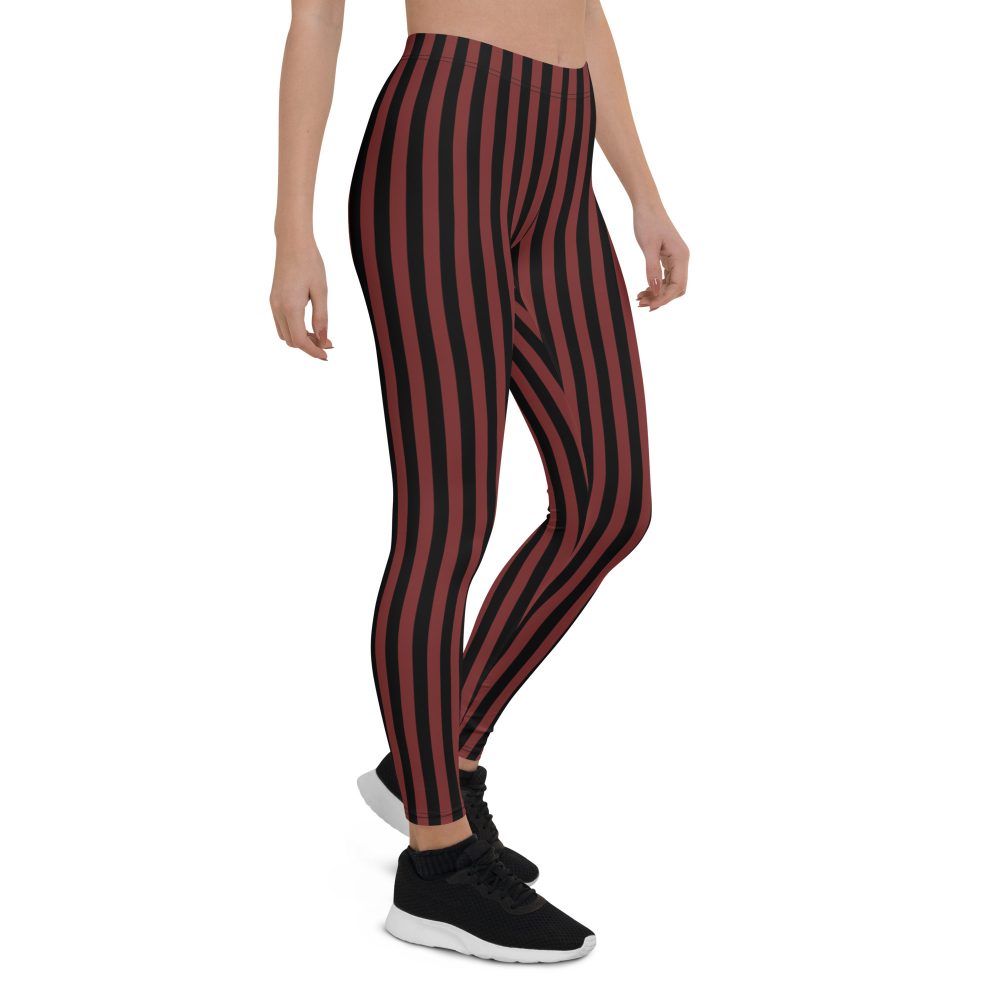 Maroon Red and Black Striped Pirate Costume Leggings - Image 8